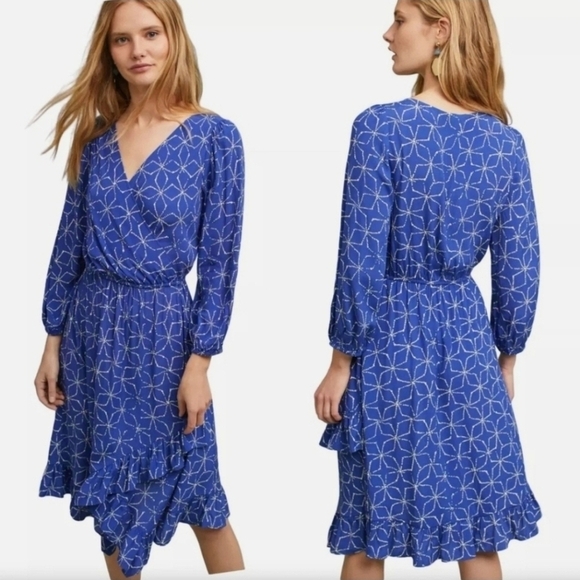 Anthropologie x Plenty by Tracy Reese Aleah Blue & White Floral Midi Dress - Picture 13 of 15